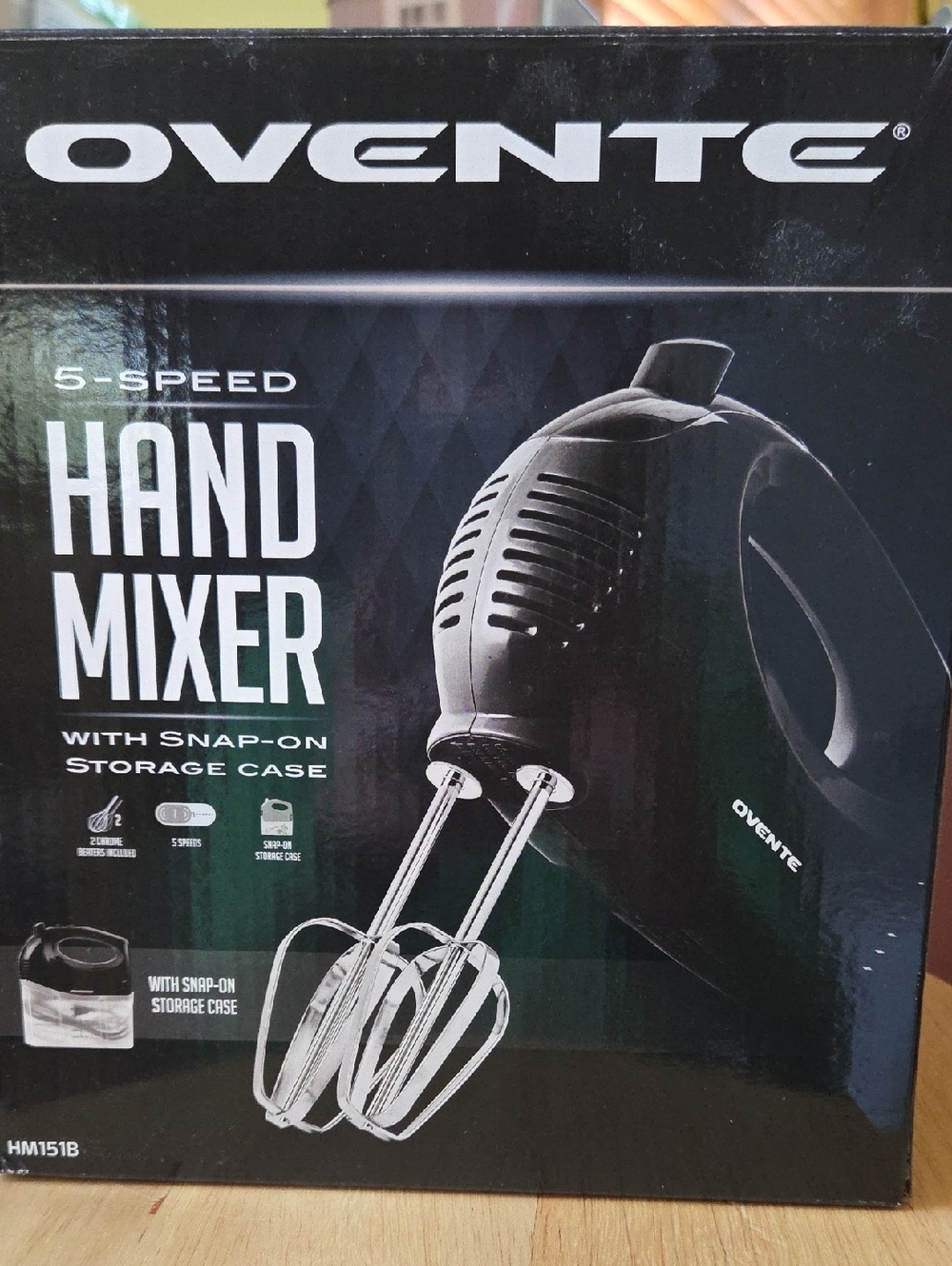 Ovente 5-Speed Hand Mixer in Black